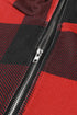 Black Contrast Buffalo Plaid Zip Pullover Hooded Top